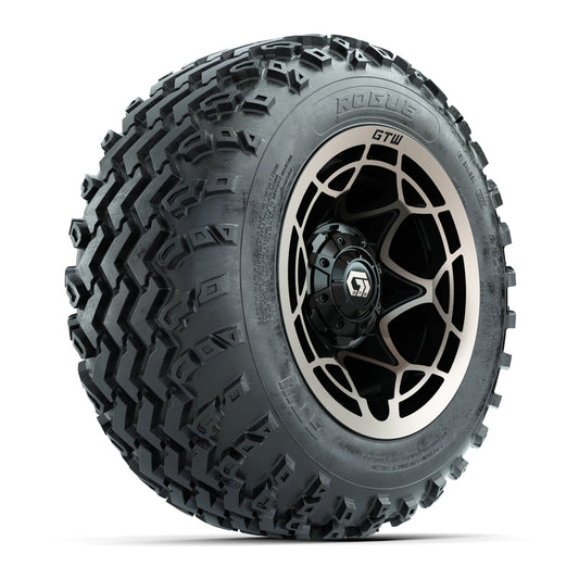 GTW® Nexus Gloss Black/Satin Bronze 12 in Wheels with 22x11.00-12 Rogue All-Terrain Tires Full Set