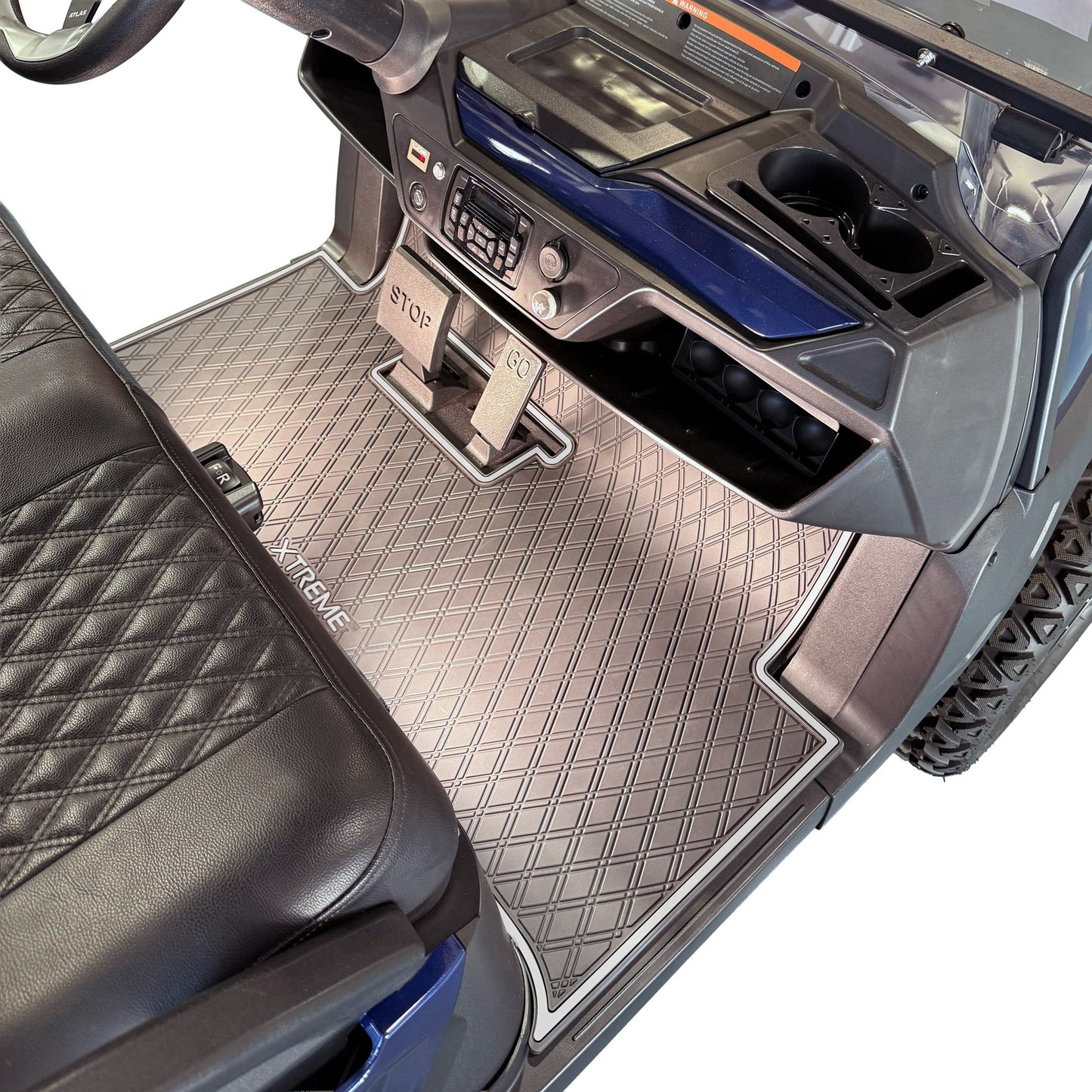 Xtreme Mats Full Coverage Golf Cart Floor Mat – Atlas | Black & Gray Trim