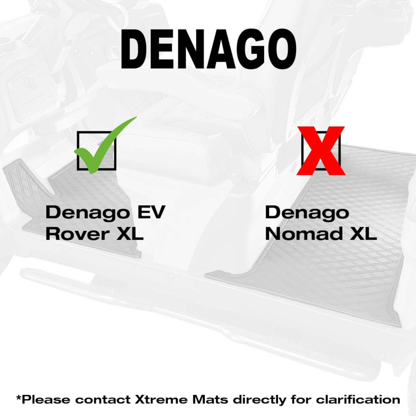 Xtreme Mats Full-Coverage Golf Cart Floor Mat | Denago Rover 4F – Black/Gray 2-Piece Set