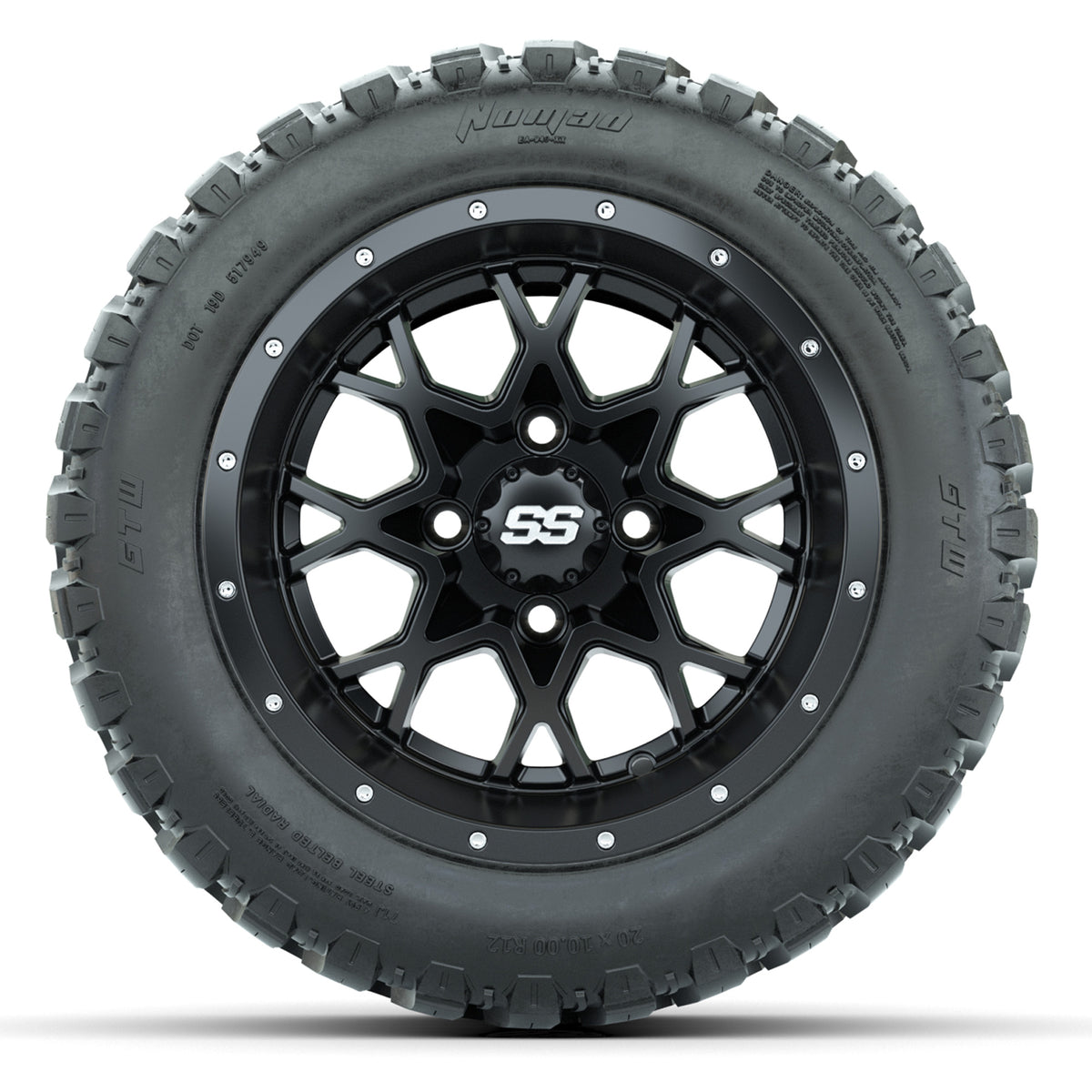 Set of (4) 12" GTW Vortex Wheels with 20x10-R12 GTW Nomad All-Terrain Tires