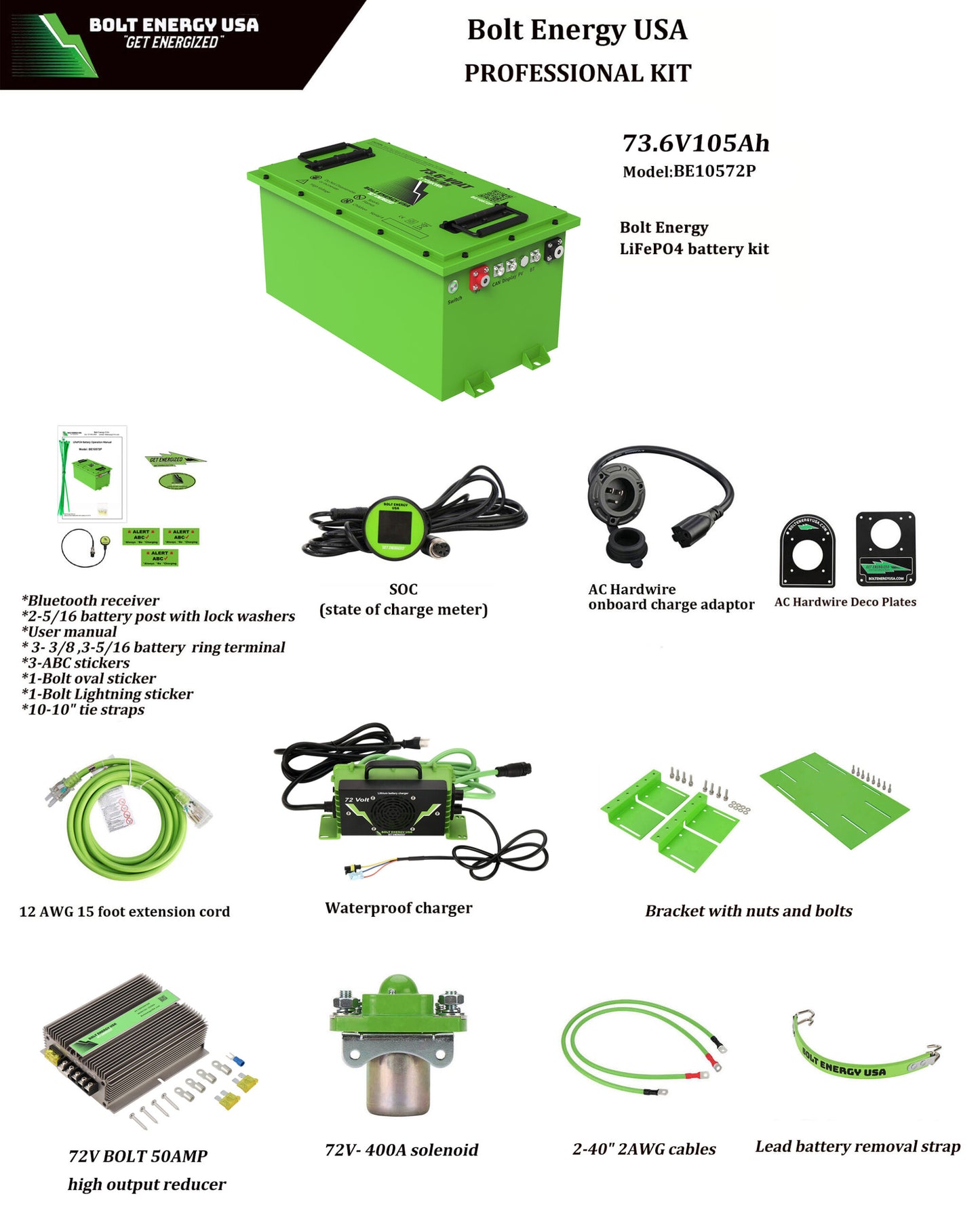 Moke USA Bolt Lithium 74v 105ah Bundle 12 Year Warranty Pro Kit