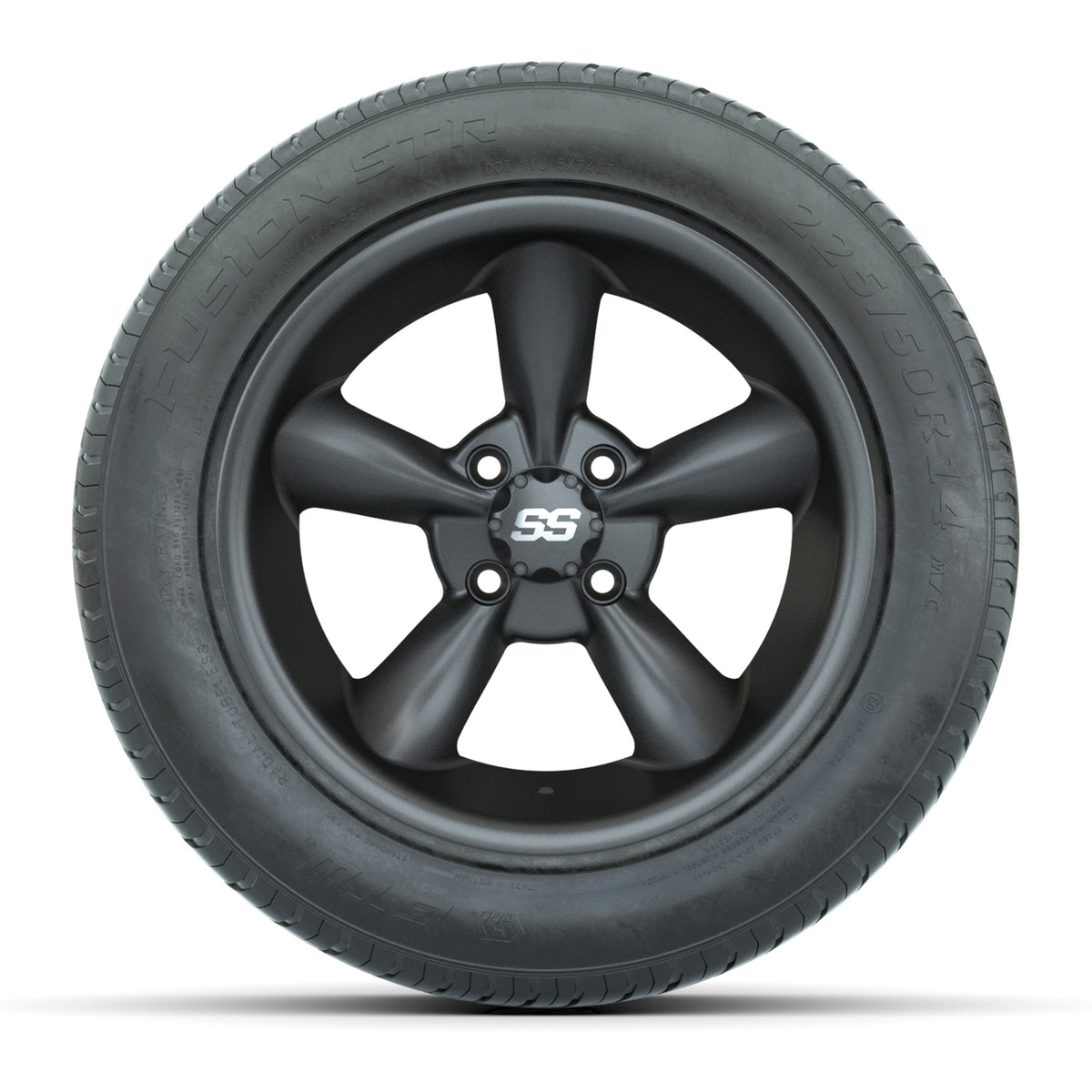 GTW® Godfather Matte Gray 14" Wheels with 255/50-R14 Fusion STR DOT Approved Street Tires - Full Set