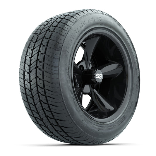 GTW® Godfather Black 14" Wheels with 255/50-R14 Fusion STR DOT Approved Street Tires - Full Set