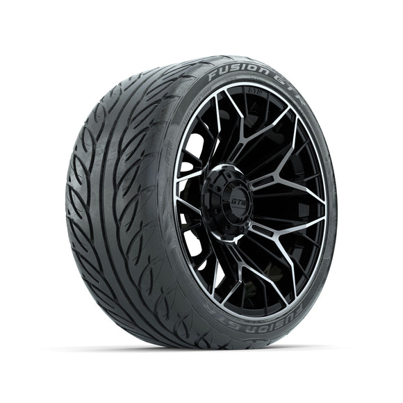 Set of (4) 15 in GTW® Stellar Machined & Black Wheels with 215/40-R15 Fusion GTR Street Tire