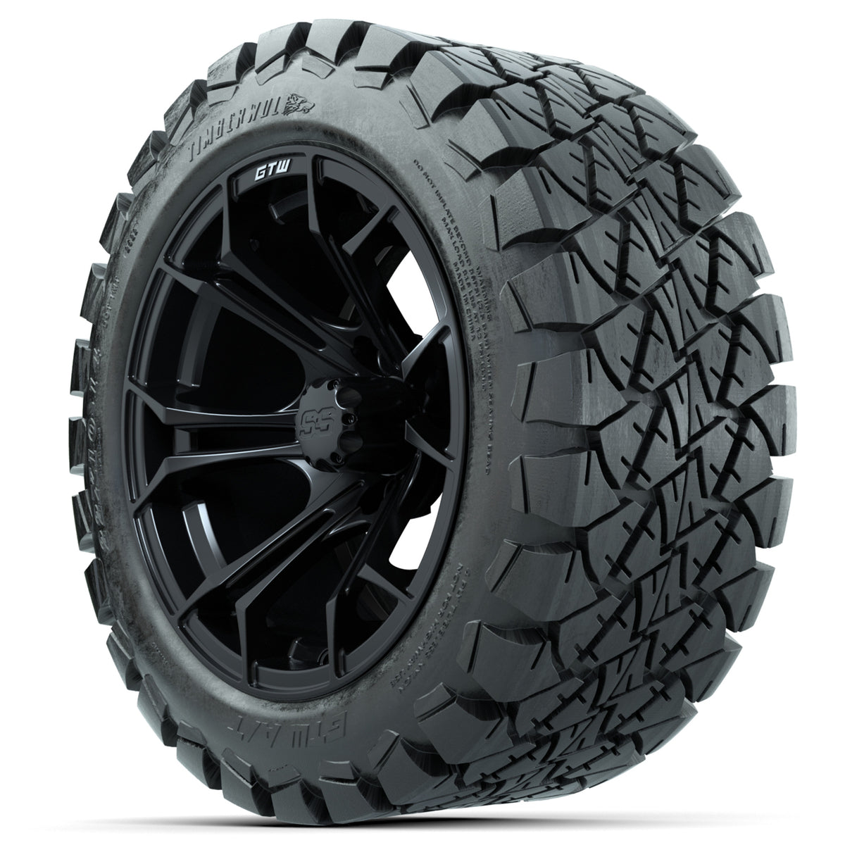 GTW Spyder Matte Black 14 in Wheels with 22x10-14 GTW Timberwolf All-Terrain Tires Full Set