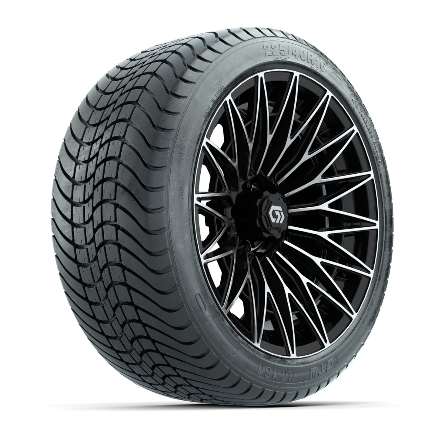 GTW® Blur Black/Machined 16" Wheels with 225/40-R16 Maverick Street Tires - Full Set