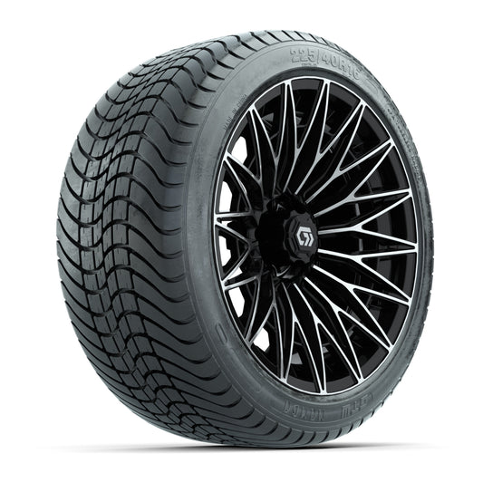 GTW® Blur Black/Machined 16" Wheels with 225/40-R16 Maverick Street Tires - Full Set