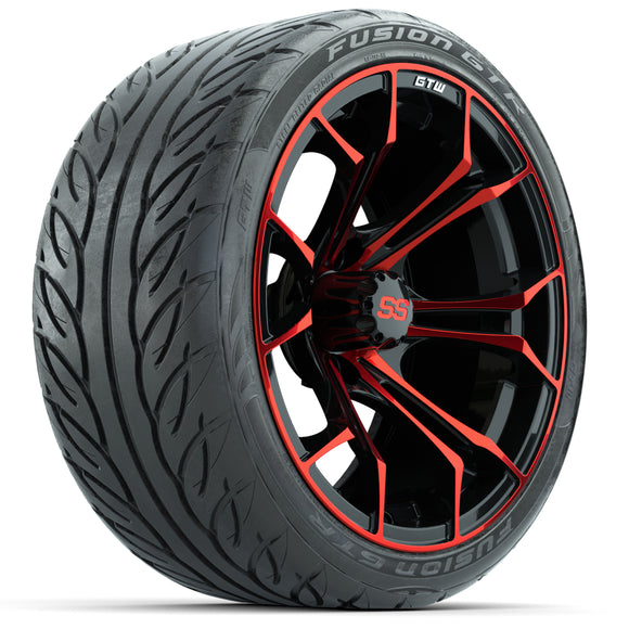 GTW Spyder Red/Black 15 inch Wheels with 23x10-R15 Nomad All-Terrain Tires Full Set