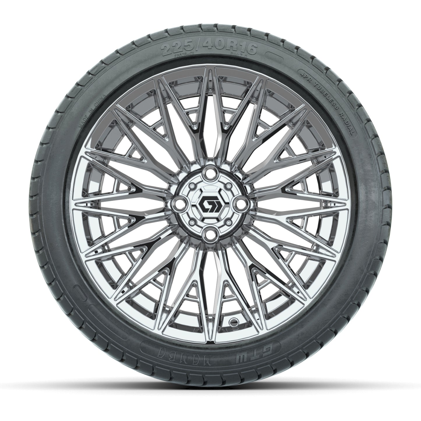 GTW® Blur Chrome 16" Wheels with 225/40-R16 Maverick Street Tires - Full Set