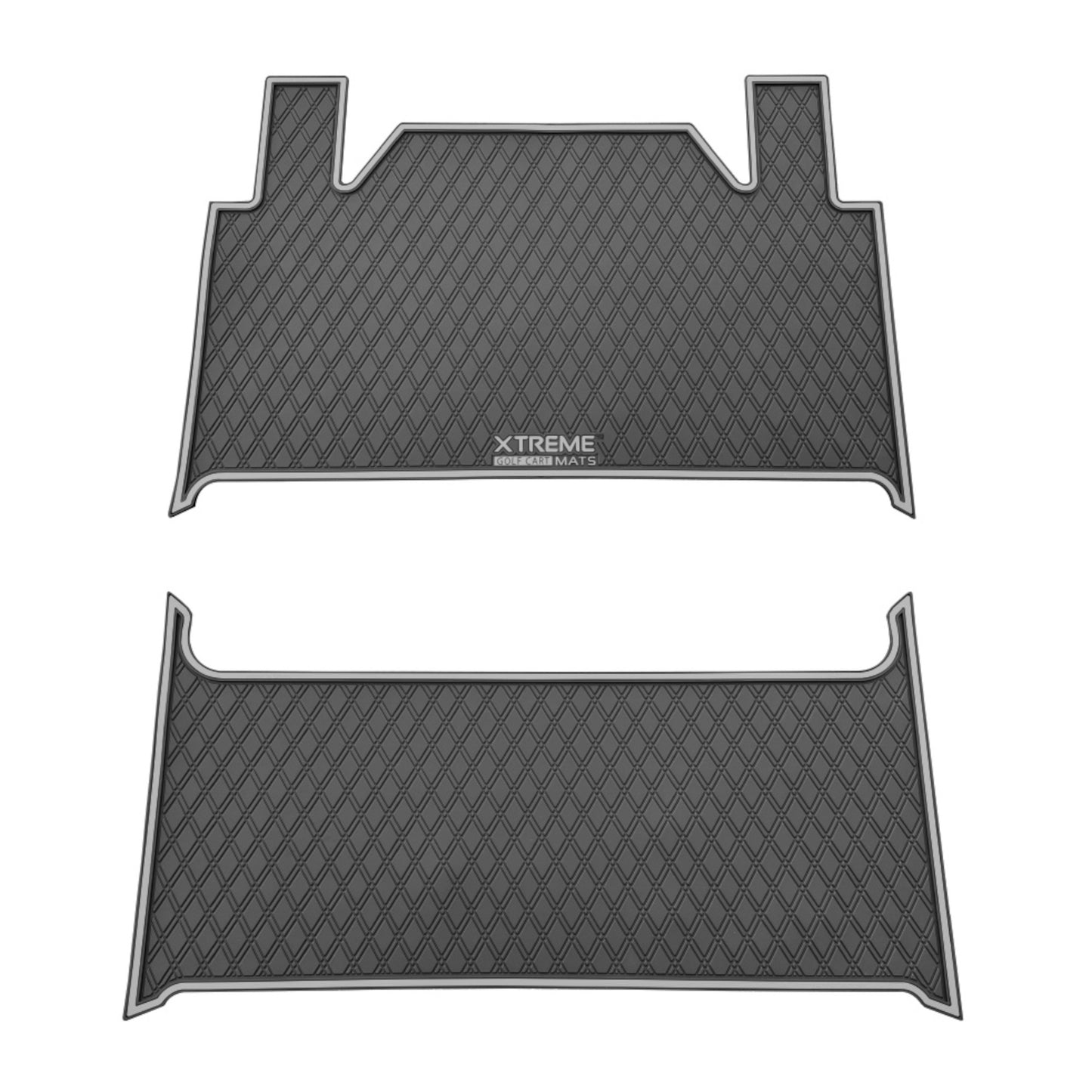 Xtreme Mats Full-Coverage Golf Cart Floor Mat | Denago Rover 4F – Black/Gray 2-Piece Set
