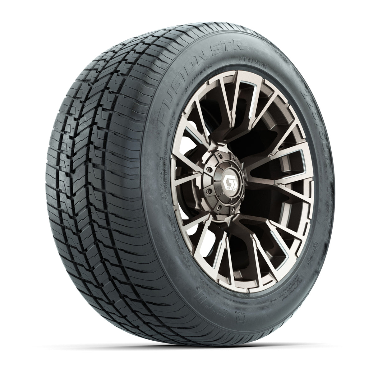 GTW Vandal Satin Bronze/Machined 14" Wheel & 225/50-R14 Fusion STR Street Tire Package