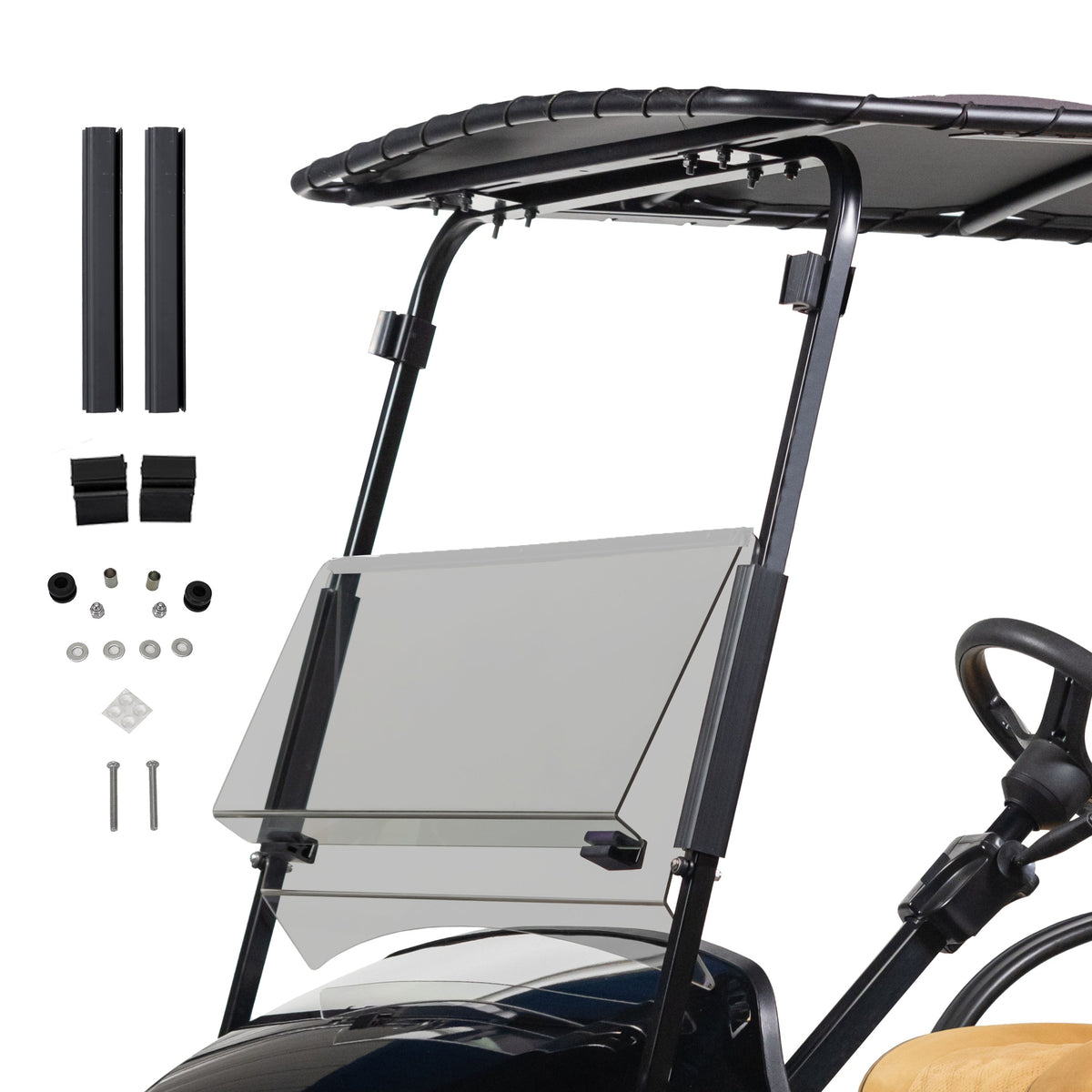 EZGO TXT Tinted Bolt-Style Folding Windshield | 3/16" Acrylic | 1994.5–2013