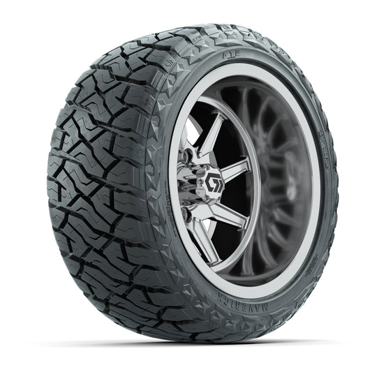 GTW Reaper Chrome 14" Golf Cart Wheels & 23X10-R14 Maverick Steel Belted Radial A/T Tires – Set of 4