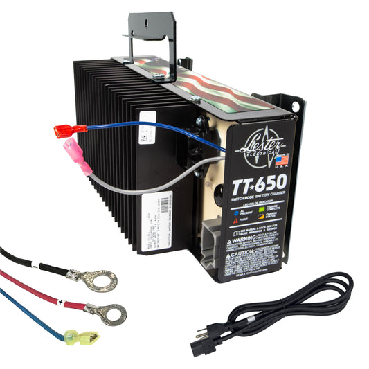 Lester TT-650W 48V Battery Charger with Ring Terminal Cord