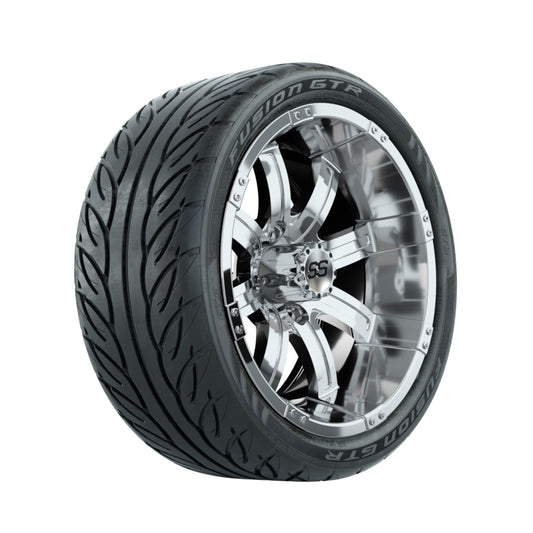 14" GTW Tempest Chrome Wheels with Fusion GTR Street Tires Set of 4