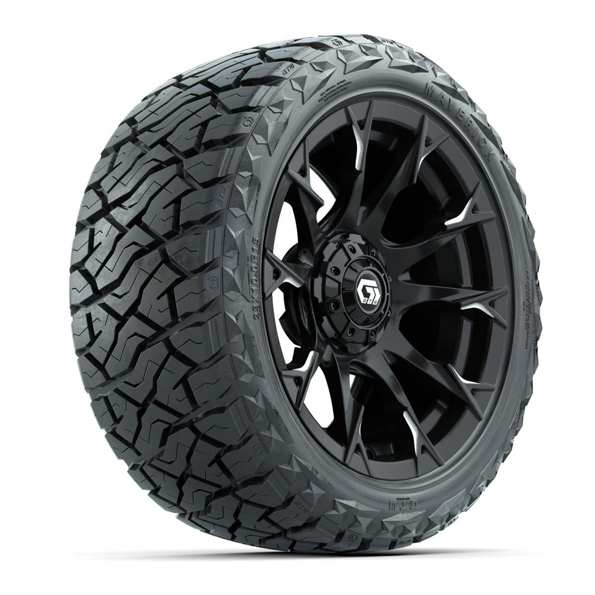 GTW Diablo Gloss Black/Machined 15 in Wheels with 23x10.00-R15 Maverick All-Terrain Tires – Full Set