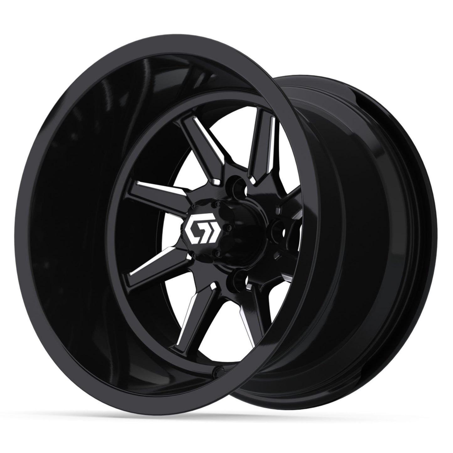 GTW® Reaper Black & Machined 14" Golf Cart Wheel - Single | Deep Dish