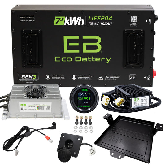 Eco Battery 70V 105Ah LifePo4 Lithium Golf Cart Battery Kit for EZGO Freedom RXV Gen 3 10 Year Warranty