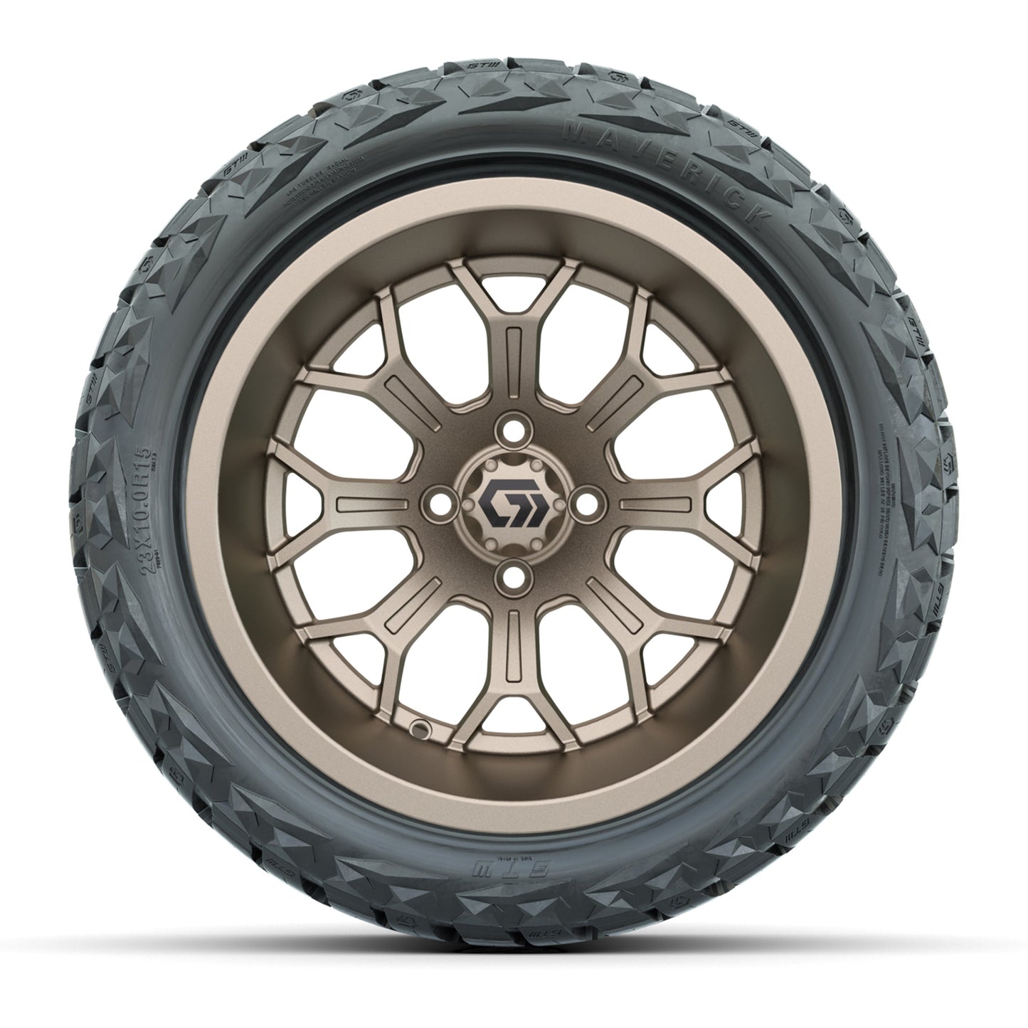 GTW Assault Matte Bronze 15" Deep Dish Wheels with 23X10-R15 Maverick Steel Belted Radial All-Terrain Tires - Full Set