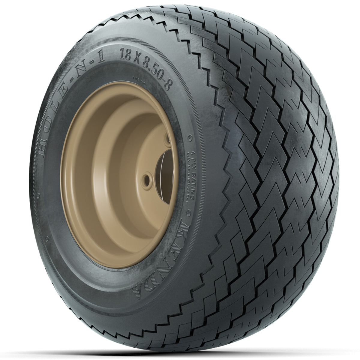 Set of (4) 8" Stone Steel Wheels with 18x8.5-8 Kenda Hole-N-1 Tires