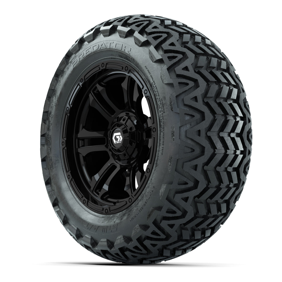 GTW® Shogun Gloss Black 14 in Wheels with 23x10-14 Predator All-Terrain Tires Full Set