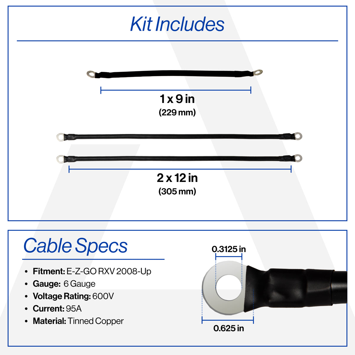 EZGO RXV 6-Gauge Battery Cable Set (Years 2008-Up)