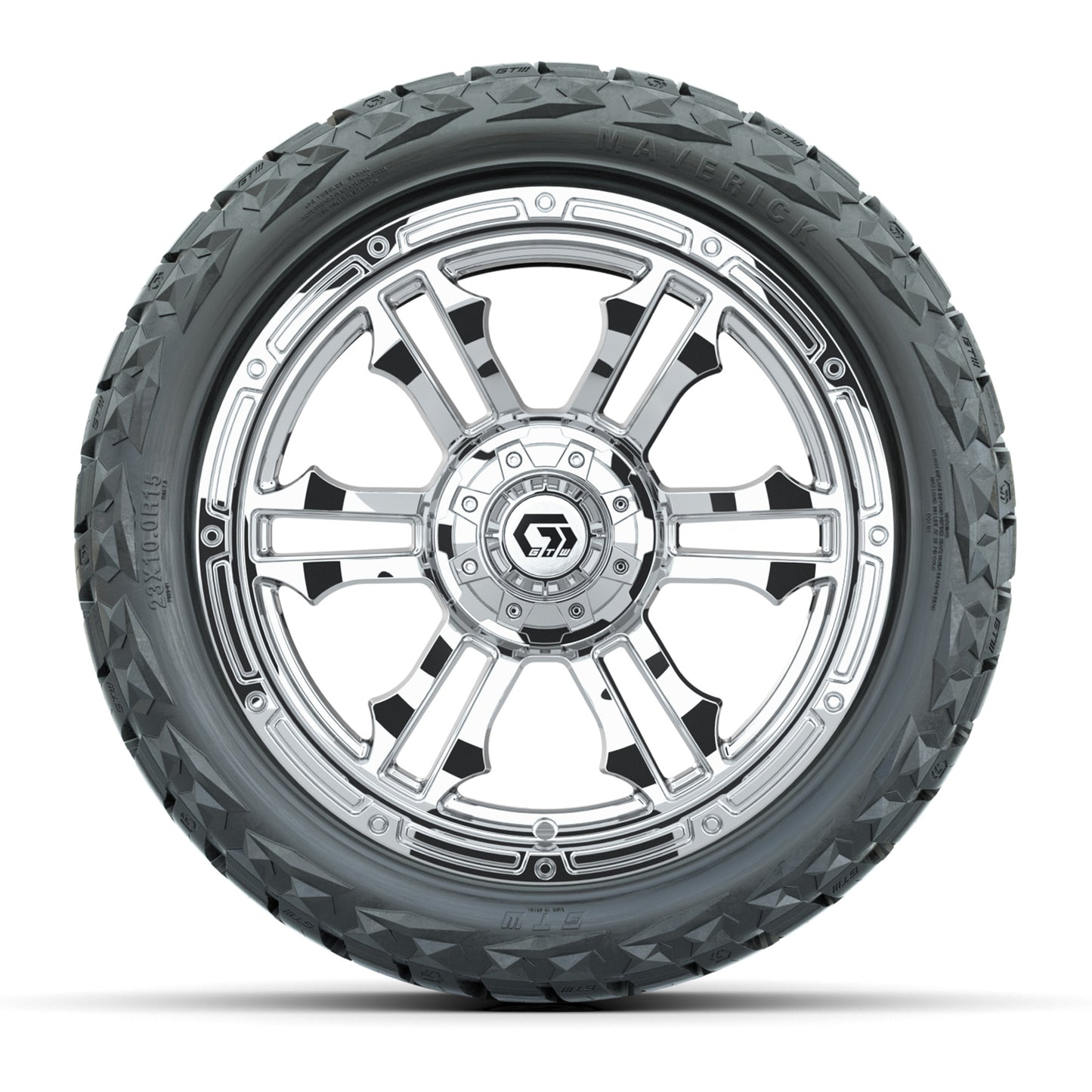 GTW Shogun Chrome 15" Wheels & 23x10.00-R15 Maverick All-Terrain Tires – Set of 4
