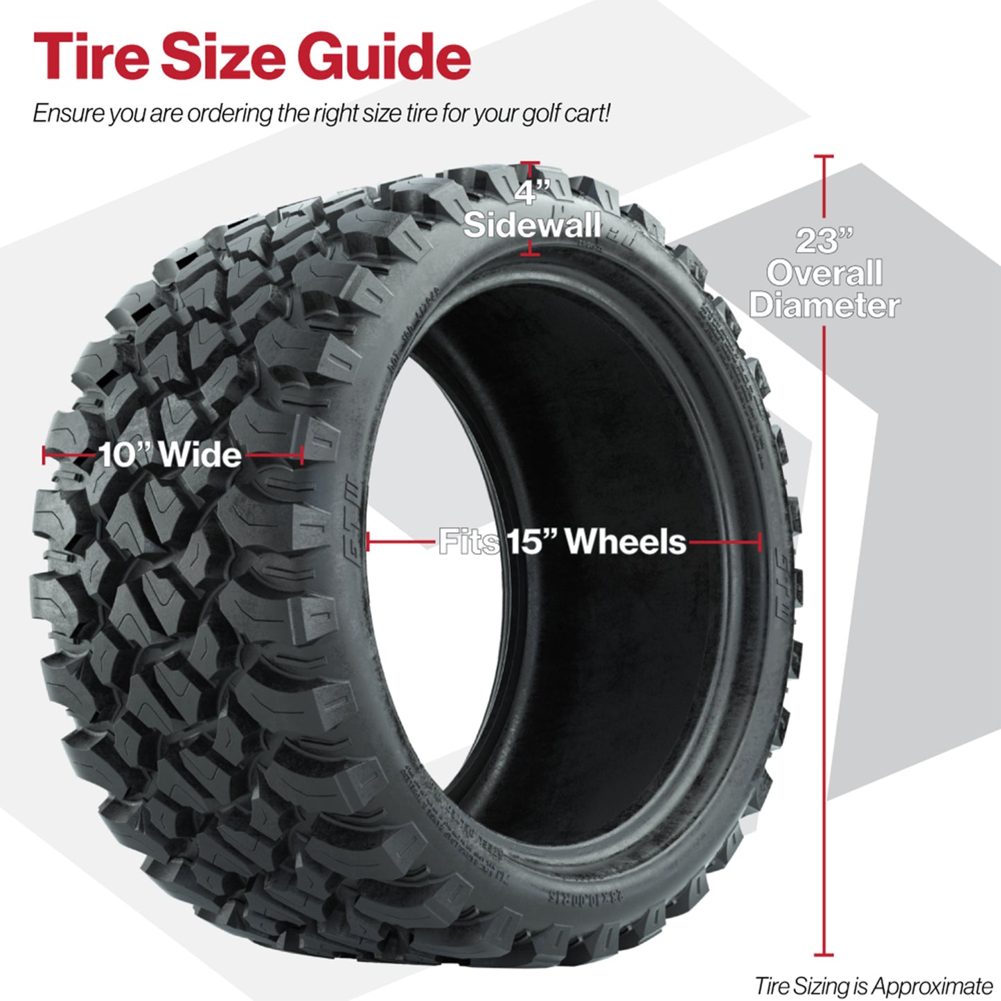 GTW® Reaper Gloss Black 15" Wheels with 23X10-R15 Nomad Steel Belted Radial All-Terrain Tires - Full Set