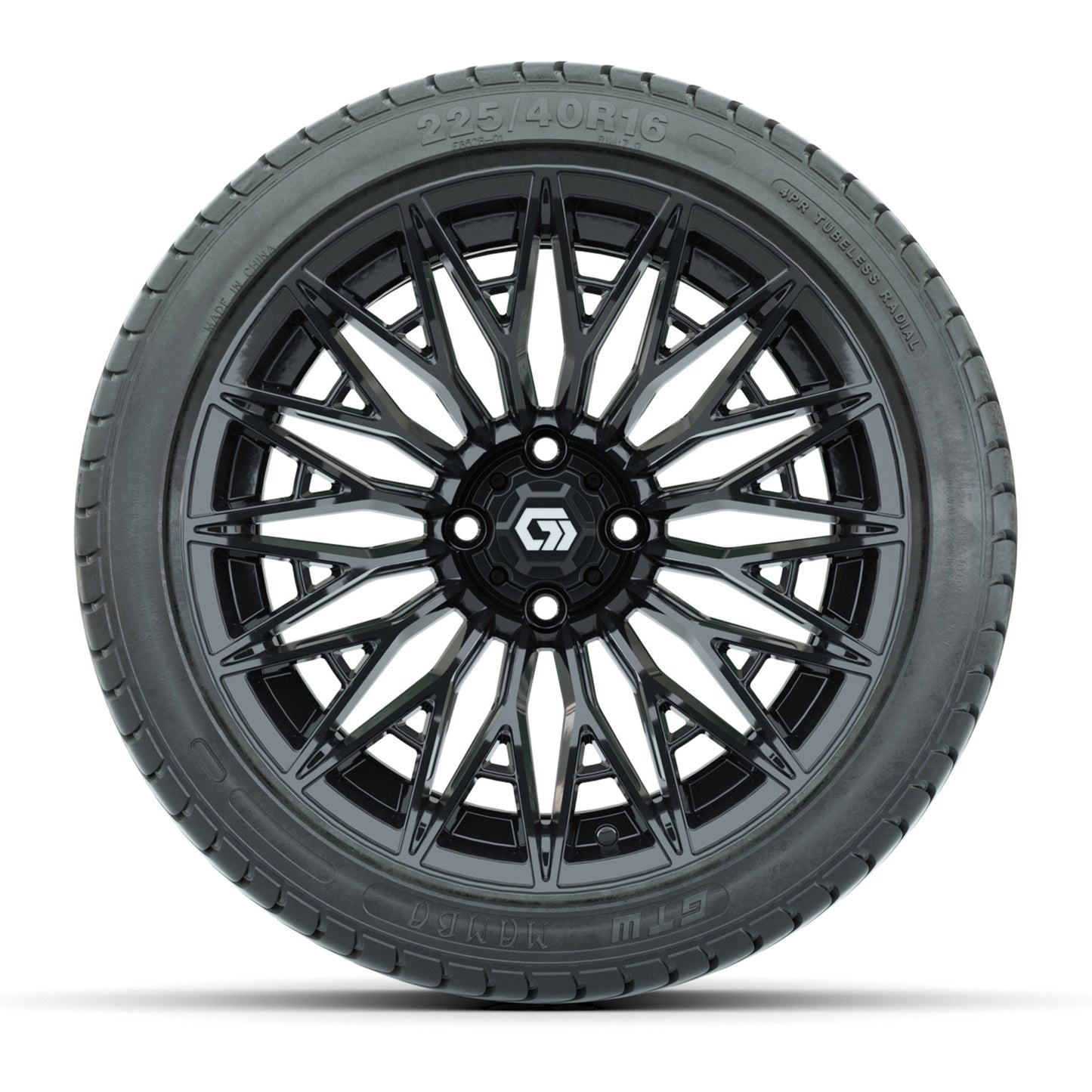 GTW® Blur Gloss Black 16" Wheels with 225/40-R16 Mamba Street Tires - Full Set