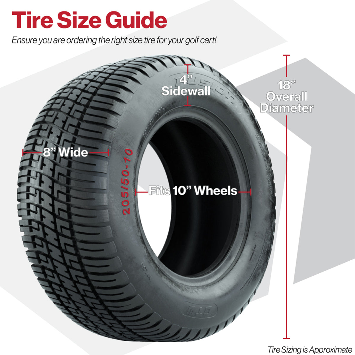 GTW Fusion 205/50-10 Street Golf Cart Tire 4-Ply (Single)