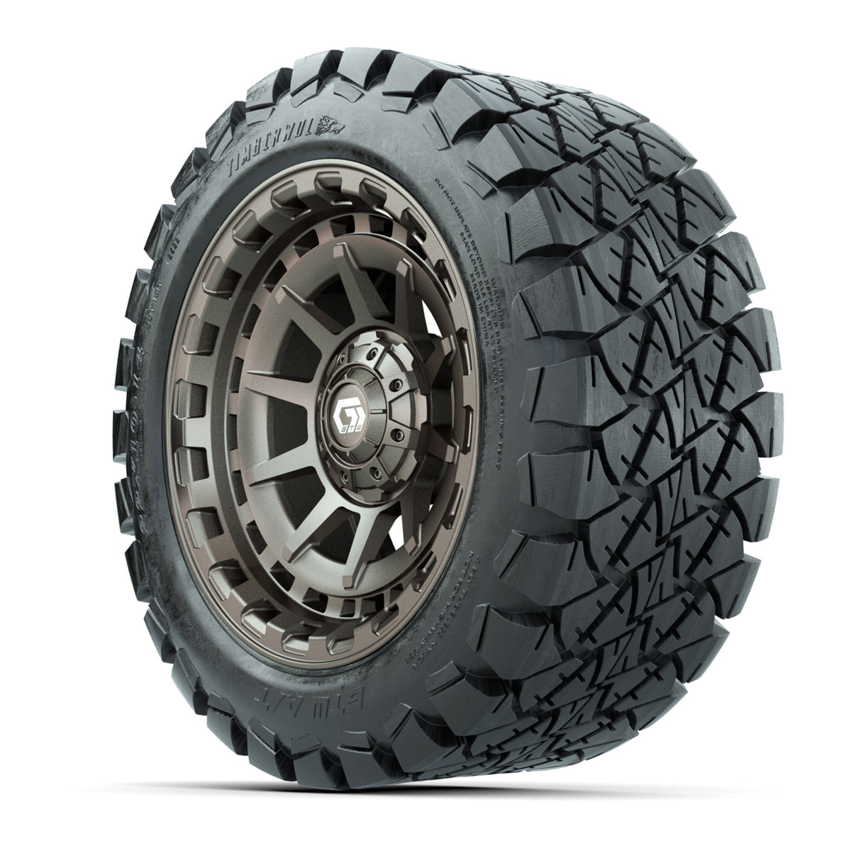 GTW® Barricade Satin Bronze 14 in Wheels with 22x10-14 Timberwolf All-Terrain Tires Full Set