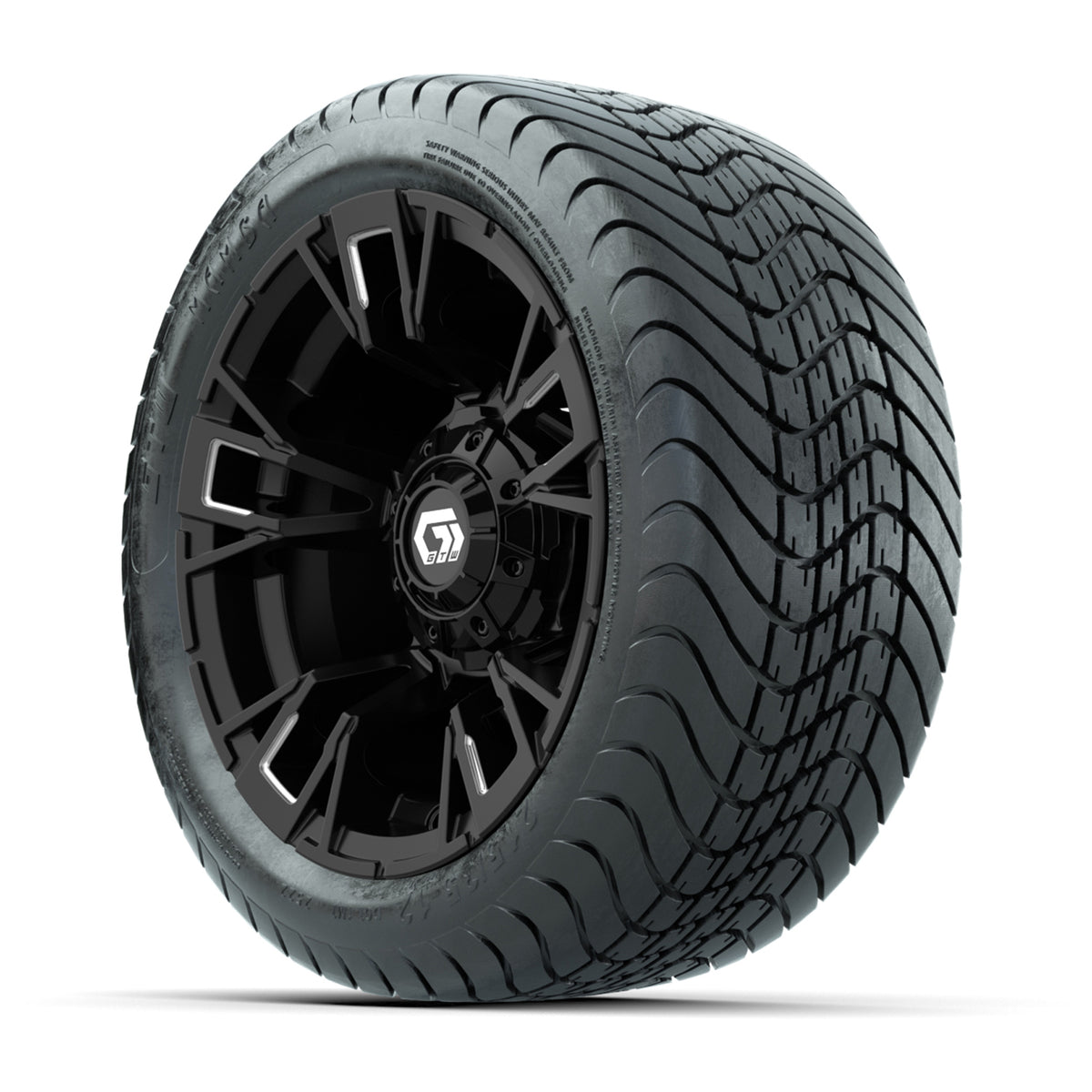 GTW® Vandal Matte Black/Machined 12 in Wheels with 215/35-12 Mamba Street Tires Full Set