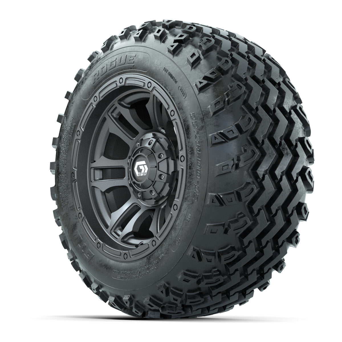 GTW® Shogun Gunmetal 12 in Wheels with 22x11.00-12 Rogue All-Terrain Tires Full Set
