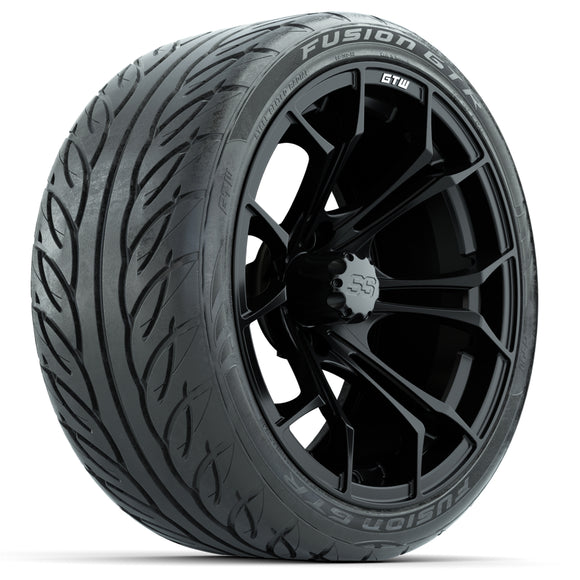 GTW Spyder Matte Black 15 inch Wheels with 215/40-R15 Fusion GTR Street Tires Full Set