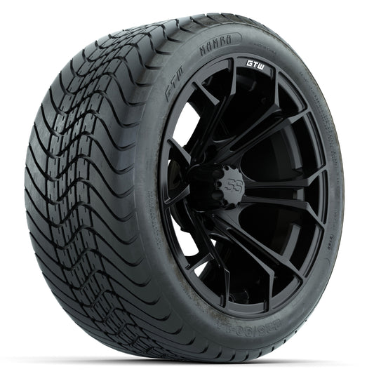 GTW Spyder Matte Black 14" Wheels with 225/30-14 Mamba Street Tires Full Set