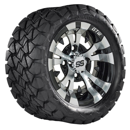 GTW Vampire Black and Machined Wheels with 22in Timberwolf Tires - 10 Inch