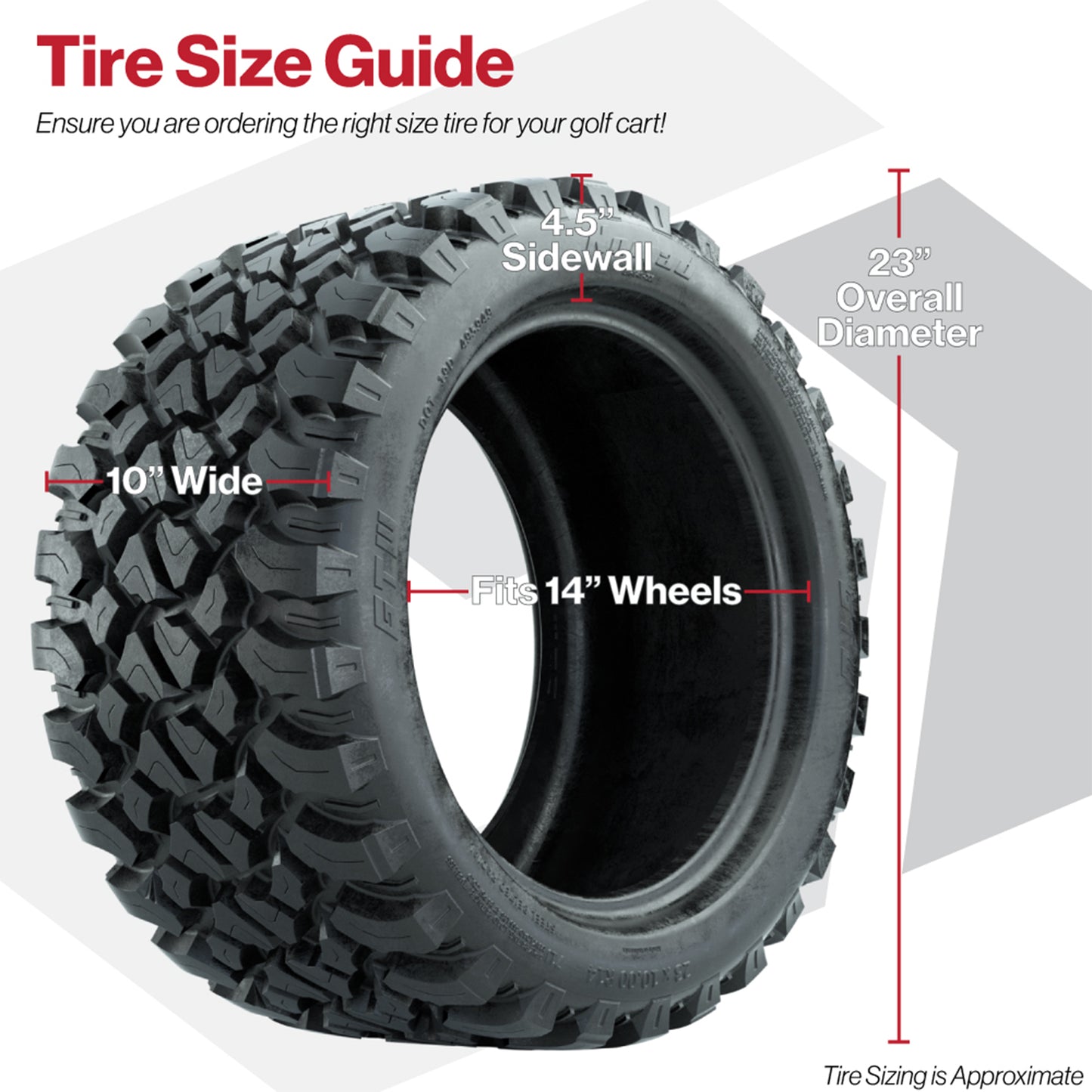 GTW® Assault Gloss Black 14" Wheels with 23X10-R14 Nomad Steel Belt Radial All-Terrain Tires - Full Set