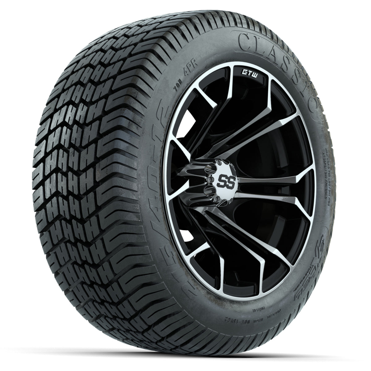 Set of (4) 12" GTW Spyder Wheels with 215/40-12 Excel Classic Street Tires