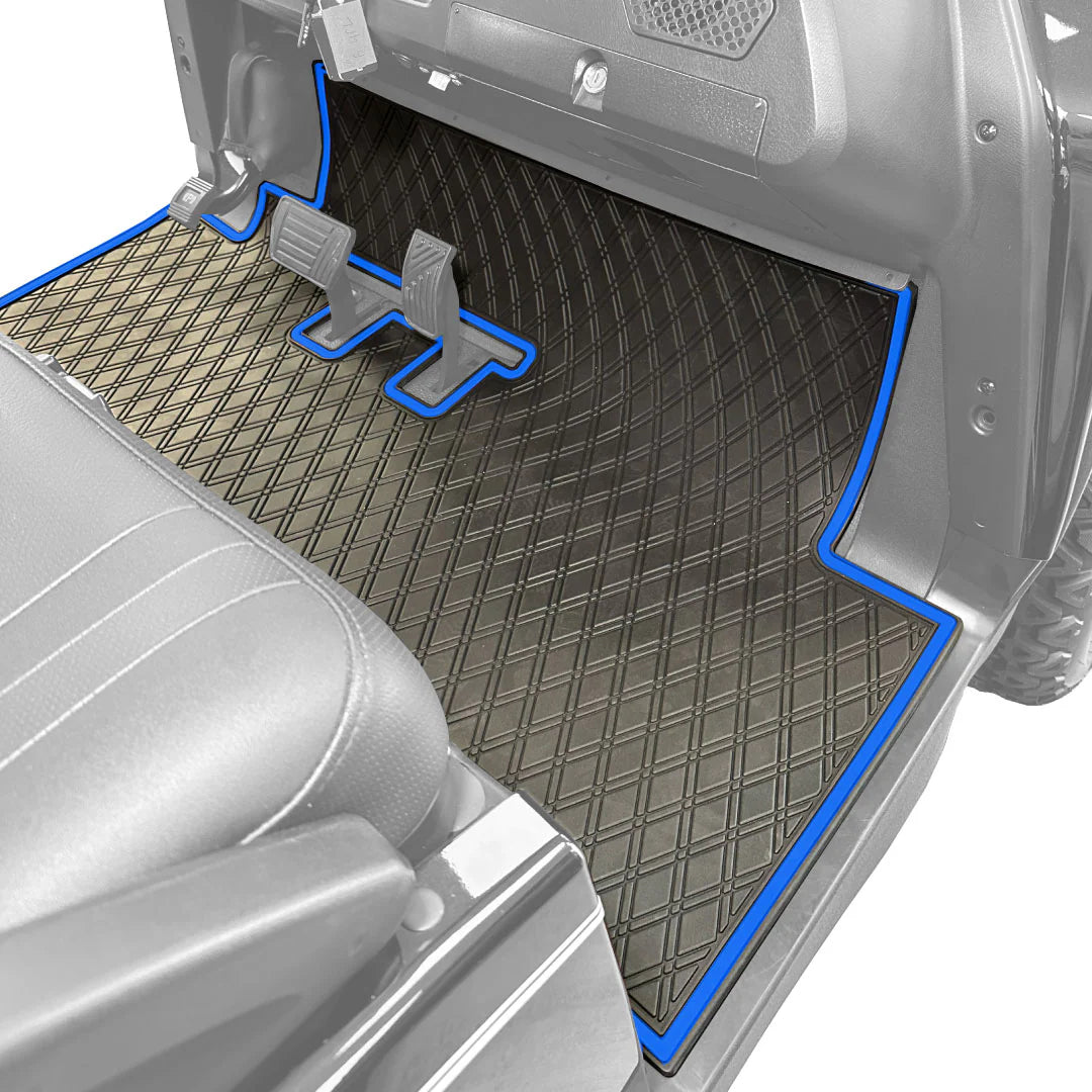 Xtreme Mats Full Coverage Golf Cart Floor Mat – Bintelli Beyond | Black & Blue Trim