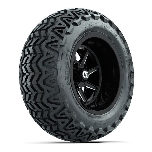 GTW Reaper Black & Machined 14" Golf Cart Wheels & 23X10-14 Predator A/T Tires – Set of 4