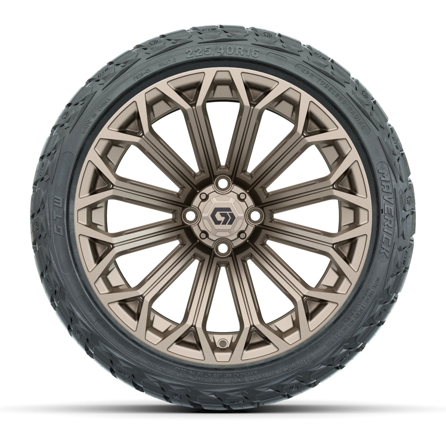 GTW® 16" Phantom Matte Bronze Golf Cart Wheels & 225/40-R16 Maverick A/T Tires - Full Set