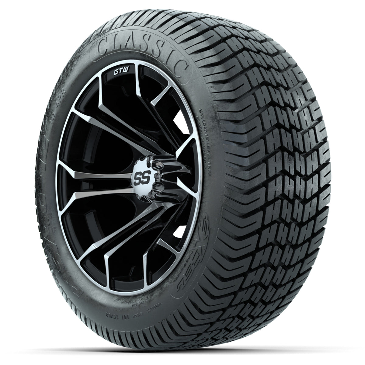 Set of (4) 12" GTW Spyder Wheels with 215/40-12 Excel Classic Street Tires