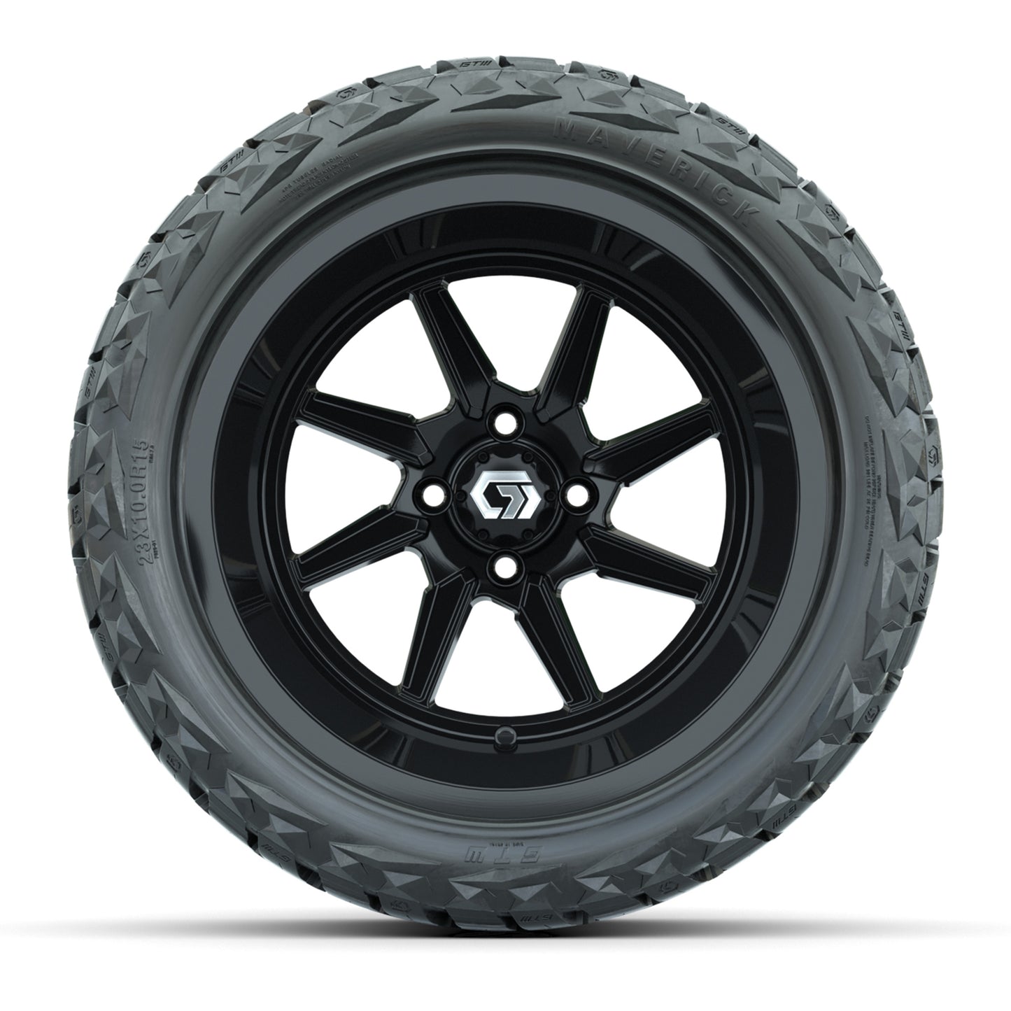 GTW Reaper Gloss Black 15" Deep Dish Wheels with 23X10-R15 Maverick Steel Belted Radial All-Terrain Tires - Full Set