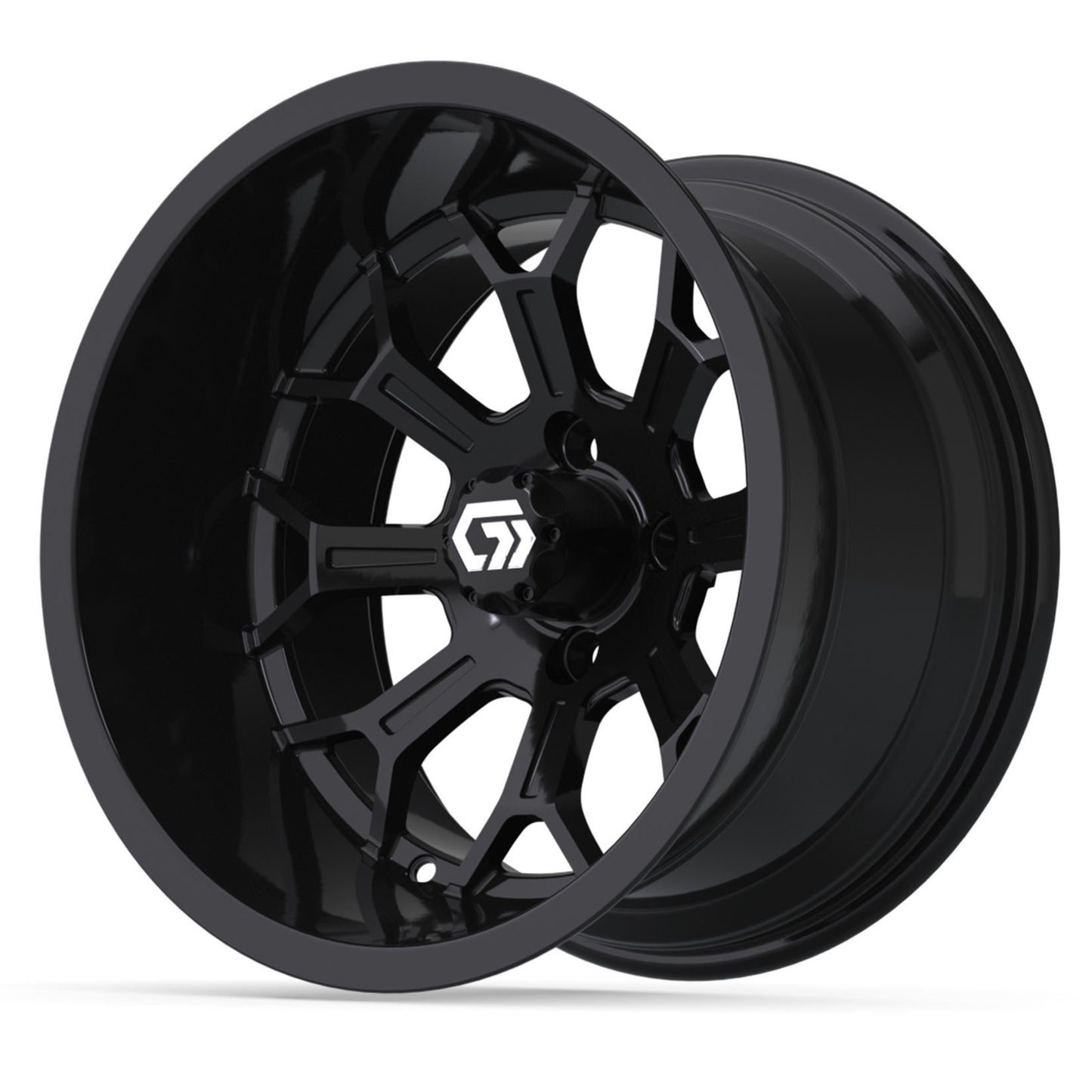 GTW Assault Gloss Black 15" Golf Cart Wheel | Deep Dish