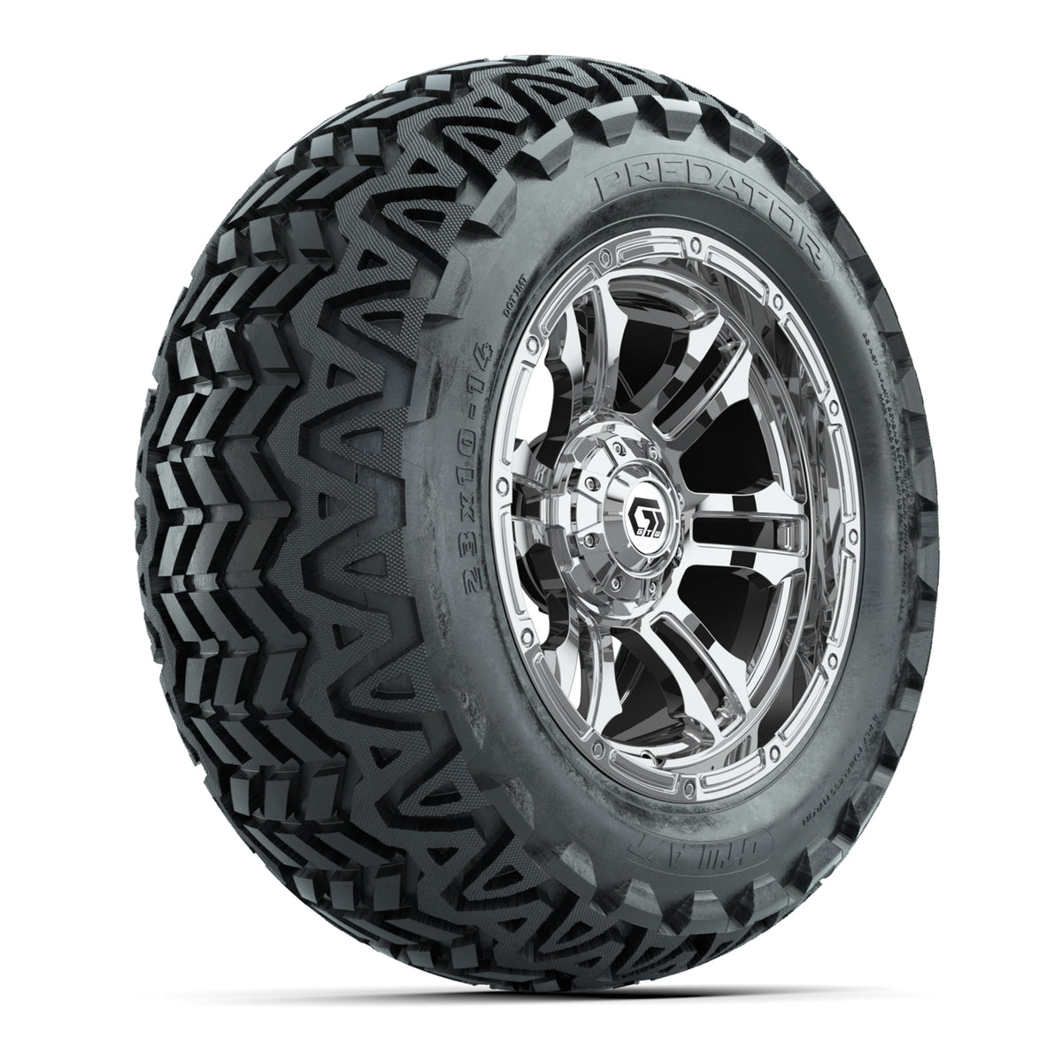 GTW® Shogun Chrome 14 in Wheels with 23x10-14 Predator All-Terrain Tires Full Set