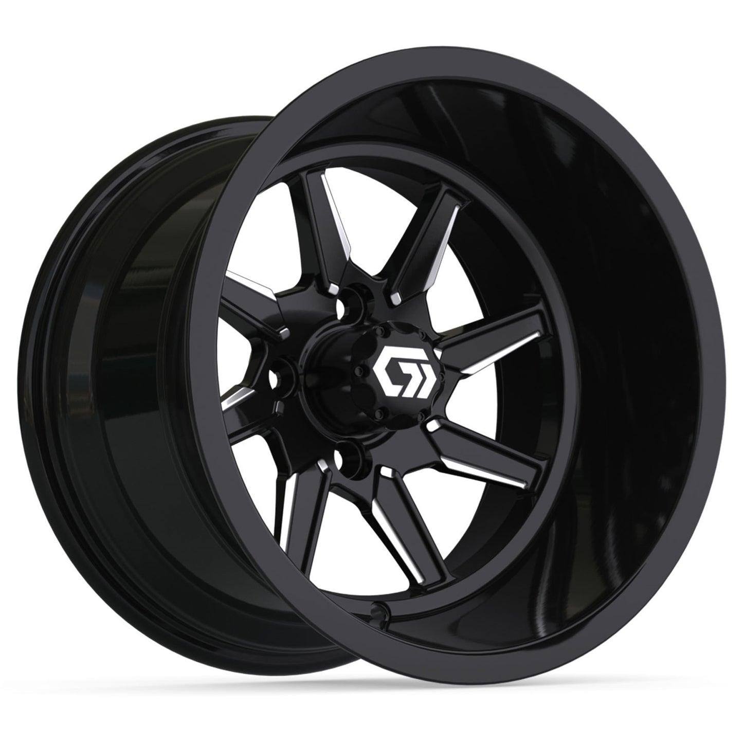 GTW® Reaper Black & Machined 14" Golf Cart Wheel - Single | Deep Dish