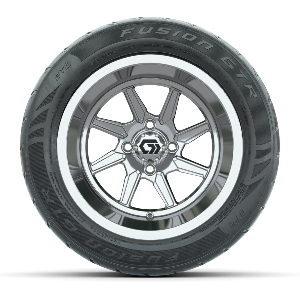 GTW Reaper Chrome 14x9 Wheels with 255/45-R14 Fusion GTR Street Tires - Set of 4