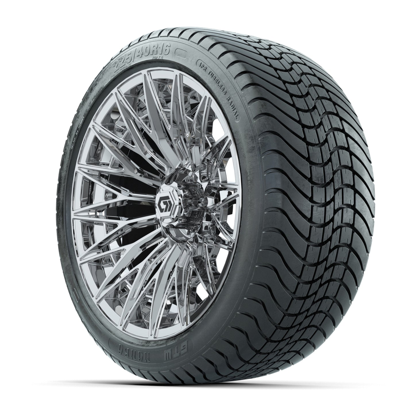 GTW® Blur Chrome 16" Wheels with 225/40-R16 Maverick Street Tires - Full Set