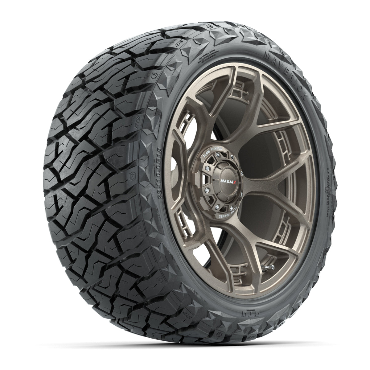 GTW MadJax® Flow Form Evolution Matte Bronze 15 in Wheels with 23x10.00-R15 Maverick All-Terrain Tires – Full Set