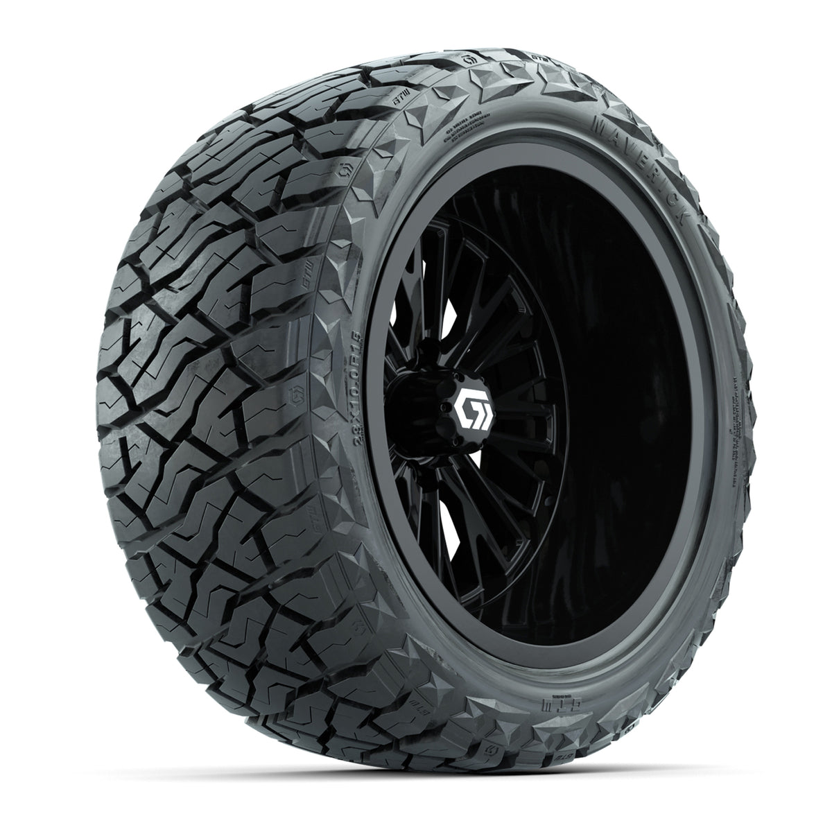 GTW Viper Gloss Black 15" Deep Dish Wheels with 23X10-R15 Maverick Steel Belted Radial All-Terrain Tires - Full Set